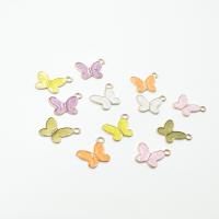 Zinc Alloy Enamel Pendants, Butterfly, gold color plated, Unisex 