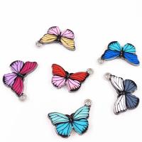 Zinc Alloy Enamel Pendants, Butterfly, platinum color plated, Unisex 