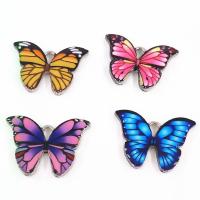 Zinc Alloy Enamel Pendants, Butterfly, platinum color plated, Unisex 
