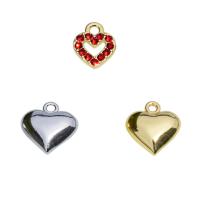 Zinc Alloy Heart Pendants, plated, Unisex & with rhinestone & hollow 