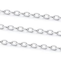 Stainless Steel Oval Chain, 304 Stainless Steel, Vacuum Ion Plating, cross chain & DIY, original color 