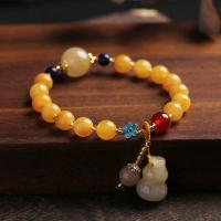 Gemstone Bracelets, Lighter Imperial Jade, with Agate & Brass, handmade, fashion jewelry & for woman, 8mm Approx 5.1-6.3 Inch 