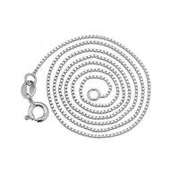 Collar de cadena de plata esterlina, plata de ley 925, cadena de caja, 1mm, longitud:16 Inch, Vendido por Sarta