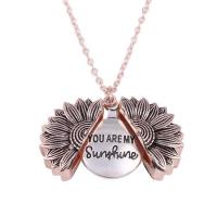 Zinc Alloy Necklace, with 2inch extender chain, Flower, plated & with letter pattern & for woman, 30mm Approx 18.9 Inch 