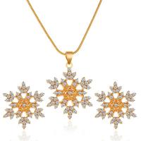 Rhinestone Zinc Alloy Jewelry Set, Stud Earring & necklace, with 3.14inch extender chain, Snowflake, plated, 2 pieces & for woman & with rhinestone 20mm Approx 18.8 Inch 