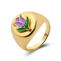 Enamel Zinc Alloy Finger Ring, gold color plated & for woman, 20mm, US Ring 