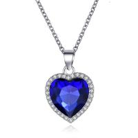 Crystal Zinc Alloy Necklace, with Crystal, with 2inch extender chain, Heart, platinum color plated, oval chain & for woman & with rhinestone Approx 17.3 Inch 