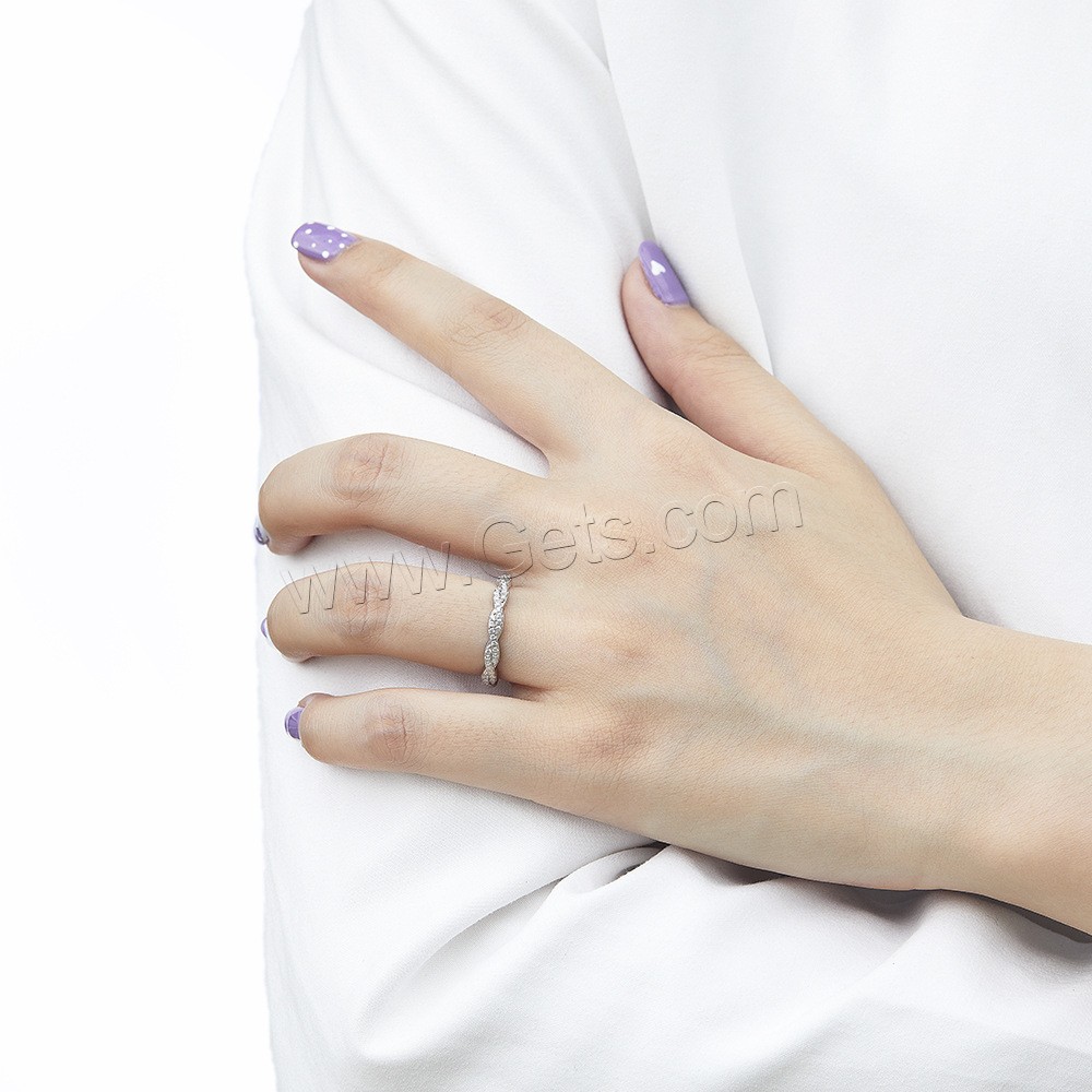 Цирконий Микро вымощает стерлингового серебра палец кольцо, 925 пробы, Другое покрытие, разный размер для выбора & инкрустированное микро кубического циркония & Женский, Много цветов для выбора, размер:5-10, продается PC