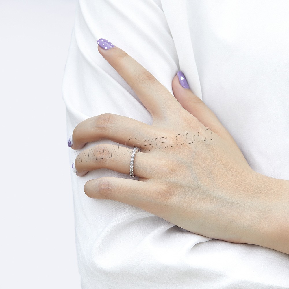 Цирконий Микро вымощает стерлингового серебра палец кольцо, 925 пробы, Другое покрытие, разный размер для выбора & инкрустированное микро кубического циркония & Женский, Много цветов для выбора, 1.75mm, размер:5-10, продается PC