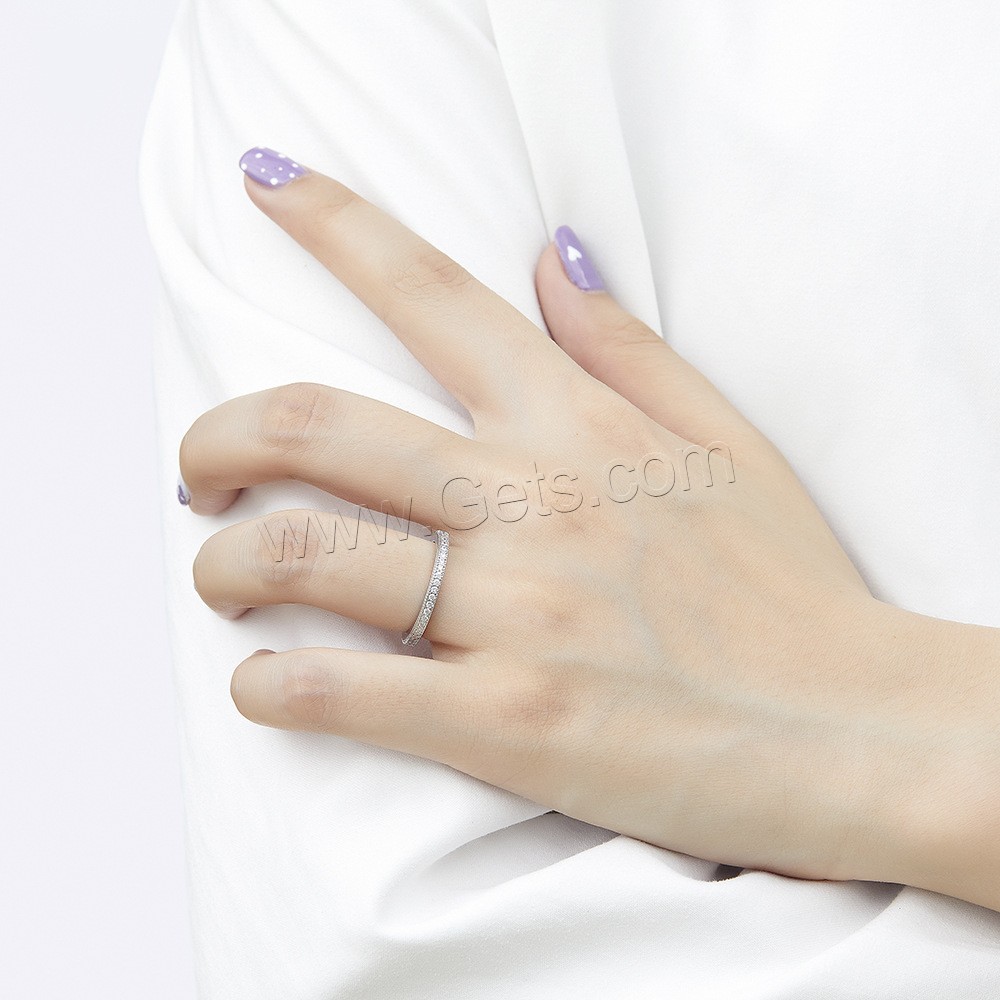 Цирконий Микро вымощает стерлингового серебра палец кольцо, 925 пробы, Другое покрытие, разный размер для выбора & инкрустированное микро кубического циркония & Женский, Много цветов для выбора, 1.2mm, размер:5-10, продается PC