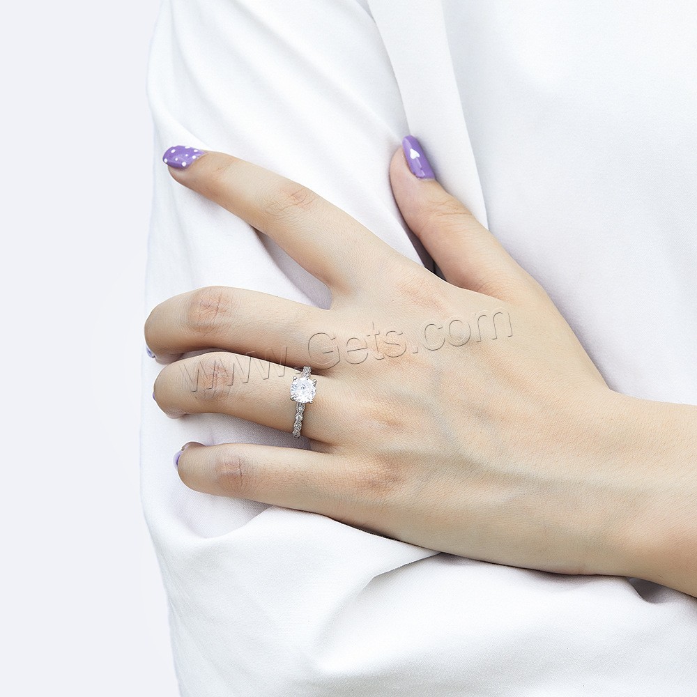 Cubic Zirconia anillo de dedo de plata esterlina, Plata de ley 925, chapado, diverso tamaño para la opción & micro arcilla de zirconia cúbica & para mujer, más colores para la opción, 7mm, tamaño:5-10, Vendido por UD