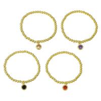 Cubic Zirconia Micro Pave Brass Bracelet, gold color plated, micro pave cubic zirconia & for woman Approx 7 Inch 