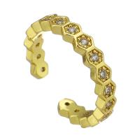 Cubic Zirconia Micro Pave Brass Finger Ring, gold color plated, Adjustable & Unisex & micro pave cubic zirconia, US Ring .5 