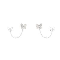 Cubic Zirconia Micro Pave Sterling Silver Earring, 925 Sterling Silver, Butterfly, plated, micro pave cubic zirconia & for woman 55mm 