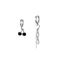 asymmetrische Ohrringe, 925er Sterling Silber, Platinfarbe platiniert, für Frau & Emaille, 1.0*2.1cm,4.2cm, verkauft von Paar