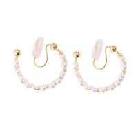 Brass Earring Clip, with Plastic Pearl, 18K gold plated, fashion jewelry & for woman, 25mm 