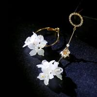 asymmetrische Ohrringe, Zinklegierung, mit Harz, Plating Champagner Gold, Modeschmuck & für Frau, 9.3*2.5cm,4.5*2.8cm, verkauft von Paar