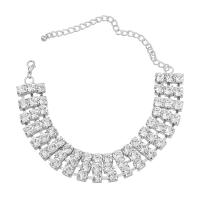 Rhinestone Zinc Alloy Necklace, with 5.74 extender chain, fashion jewelry & for woman & with glass rhinestone .25 Inch 