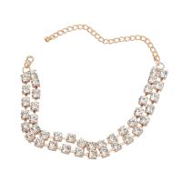 Rhinestone Zinc Alloy Necklace, with 5.66 extender chain, fashion jewelry & for woman & with glass rhinestone .29 Inch 
