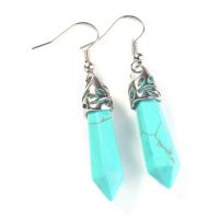 Gemstone Drop Earring, Natural Stone, with Iron, Conical, platinum color plated, fashion jewelry & for woman 