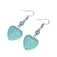 Synthetic Turquoise Drop Earring, Heart, vintage & fashion jewelry & for woman 