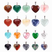 Gemstone Jewelry Pendant, Natural Stone, Heart, fashion jewelry & for woman, mixed colors Approx 