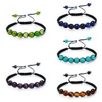 Gemstone Woven Ball Bracelets, Natural Stone, Round, Adjustable & fashion jewelry & Unisex 8mm Approx 7.48 Inch 