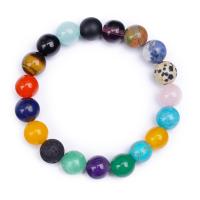 Gemstone Bracelets, Natural Stone, Round, fashion jewelry & for woman, mixed colors Approx 7.48 Inch 