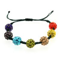 Rhinestone Clay Pave Bead Bracelets, Round, Adjustable & fashion jewelry & Unisex, multi-colored, 8mm Approx 7.48 Inch 