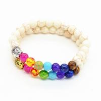 Gemstone Bracelets, Natural Stone, with Zinc Alloy, Round, plated, fashion jewelry & for woman 8mm Approx 7.48 Inch 