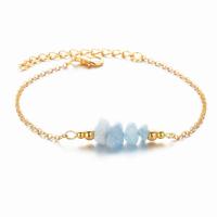 Gemstone Chip Bracelets, Gemstone Chips, with 303 Stainless Steel, with 1.97Inch extender chain, irregular, Galvanic plating, fashion jewelry & dyed & for woman, blue, 3-8mm Approx 7.68 Inch 
