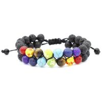 Gemstone Woven Ball Bracelets, Lava, with Gemstone, Round, fashion jewelry & Unisex, mixed colors, 16mm Approx 7.48 Inch 