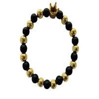 Abrazine Stone bracelet, avec laiton, Rond, Placage de couleur d'or, bijoux de mode & unisexe & antifatigue & pavé de micro zircon, couleurs mélangées, 8mm Environ 7.48 pouce, Vendu par PC