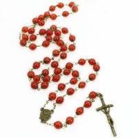 Rosary Necklace, Crystal, with Zinc Alloy, Cross, antique bronze color plated, Unisex, 175mm .65 Inch 
