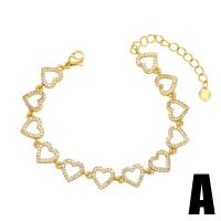 Cubic Zirconia Micro Pave Brass Bracelet, with 1.97 extender chain, gold color plated & micro pave cubic zirconia .10 Inch 