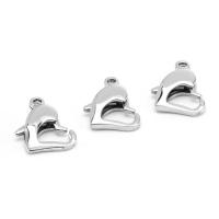 Stainless Steel Lobster Claw Clasp, 316L Stainless Steel, Heart, hand polished, DIY original color 