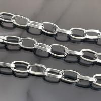 Нержавеющая сталь 304 Открыт цепь, вакуумное ионное покрытие, ювелирные изделия моды & DIY & Мужская & Овальный цепь, оригинальный цвет продается м