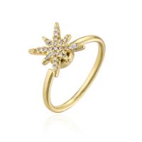 Cubic Zirconia Micro Pave Brass Finger Ring, 18K gold plated, Adjustable & micro pave cubic zirconia & for woman, 18mm 