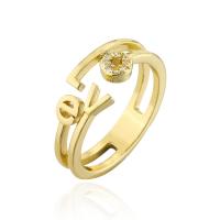 Cubic Zirconia Micro Pave Brass Finger Ring, 18K gold plated, Adjustable & micro pave cubic zirconia & for woman, 18mm 