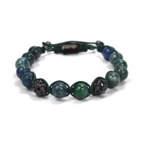 Malachite Bracelets, with Polyester Cord & 304 Stainless Steel, plated, Unisex & anti-fatigue, mixed colors Approx 19 cm 