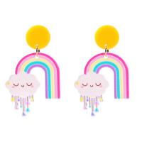Acrylic Drop Earring, with Zinc Alloy, fashion jewelry & for woman, multi-colored 