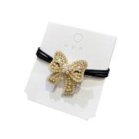 Ponytail Holder, Zinc Alloy, with ABS Plastic Pearl, Bowknot, high quality plated, fashion jewelry & for woman, golden 