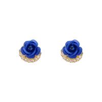 Zinc Alloy Rhinestone Stud Earring, painted, fashion jewelry & high quality plated & for woman & with rhinestone 
