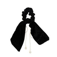 Hair Scrunchies, Velveteen, with ABS Plastic Pearl, fashion jewelry & for woman 