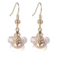 Crystal Drop Earring, Brass, with Crystal, Flower, KC gold color plated, fashion jewelry & for woman & faceted 