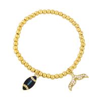 Cubic Zirconia Micro Pave Brass Bracelet, Mermaid tail, gold color plated, micro pave cubic zirconia & enamel .09 Inch 