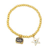 Cubic Zirconia Micro Pave Brass Bracelet, gold color plated, micro pave cubic zirconia & enamel .09 Inch 