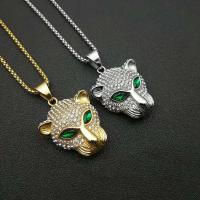 Rhinestone Stainless Steel Pendants, 316L Stainless Steel, Vacuum Ion Plating, fashion jewelry & Unisex & with rhinestone 50*32mm,3mm Approx 24 Inch 
