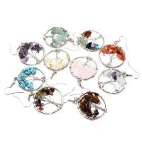 Gemstone Drop Earring, with Brass, fashion jewelry & tree of life design & Unisex 