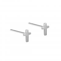 Sterling Silver Stud Earring, 925 Sterling Silver, Cross, plated, fashion jewelry & for woman 